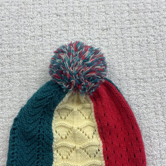 Chlorophylle Quebec Canada Slouchy Knit Beanie Crochet Pom-Pom Mulitcolor boho - Picture 4 of 7